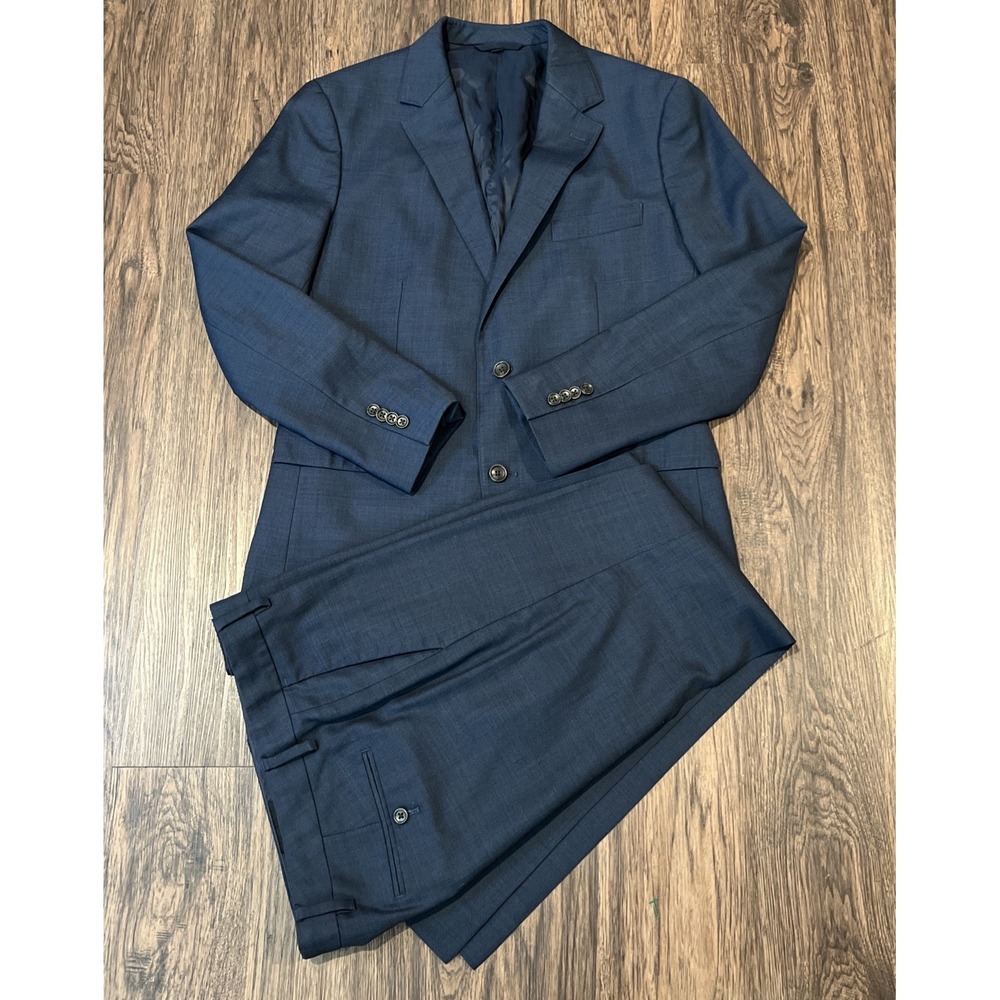 Bonobos Men Suit In Blue Jacket 40R Slim Fit Pant  Wool Size 32X32